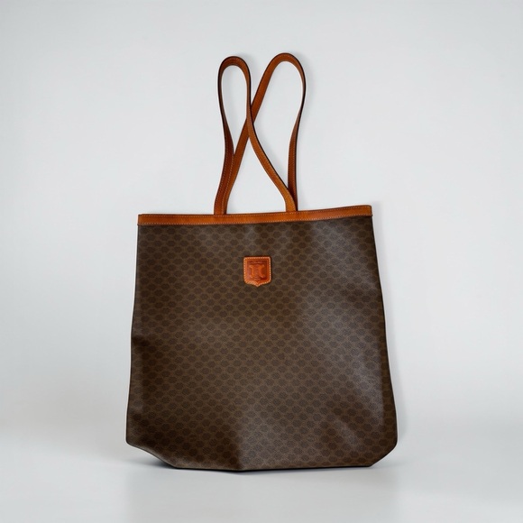 Celine Handbags - Celine Macadam Tote with Leather Trim